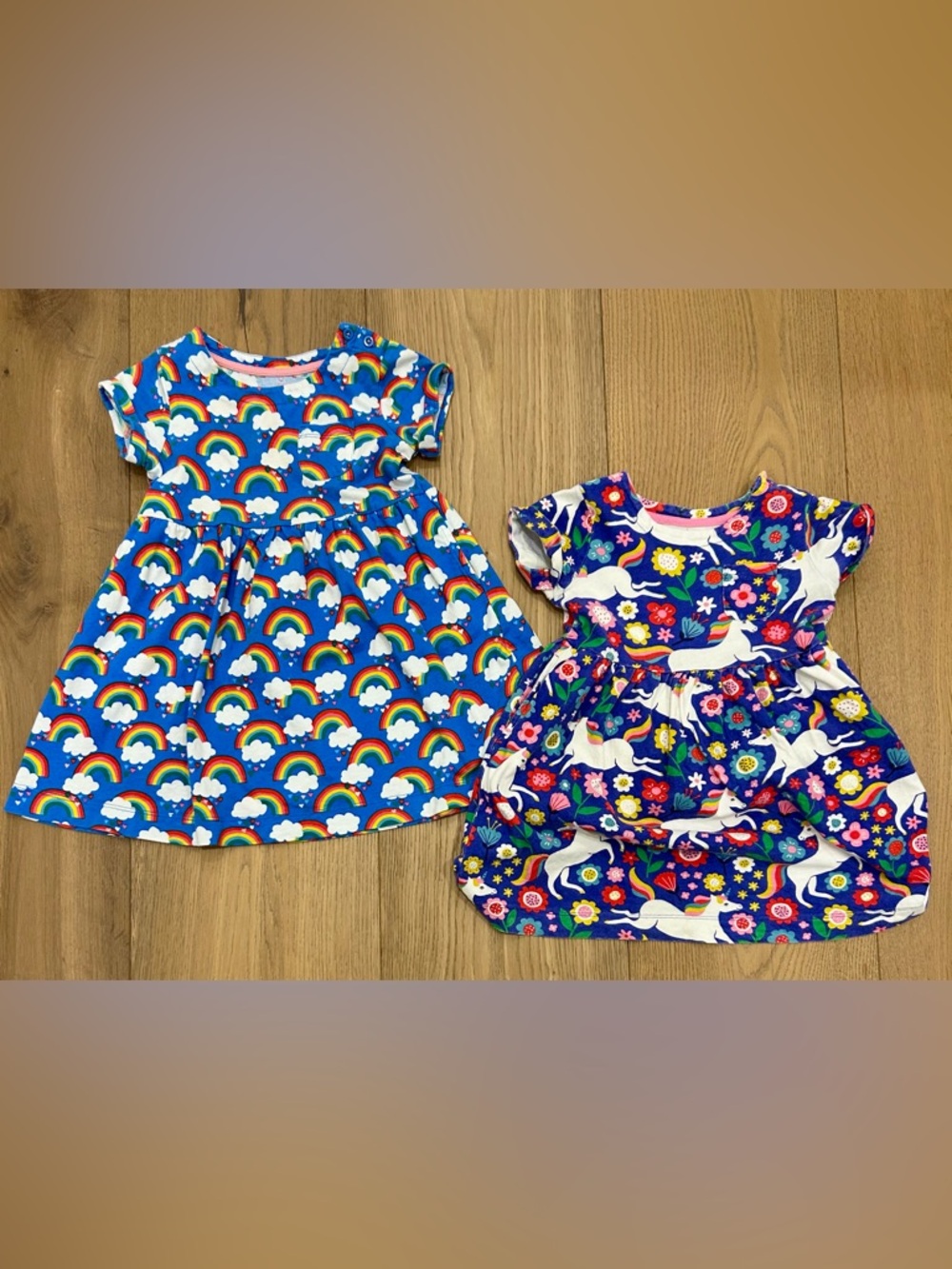 Mini Boden Rainbow & Unicorn Printed Dresses